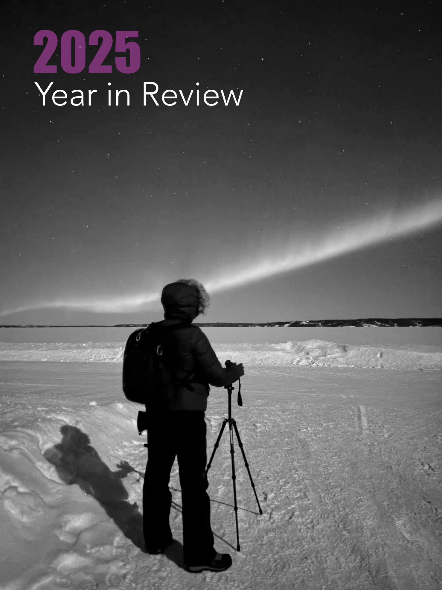Photo of Kris Knutson in front of the lights in Yellowknife